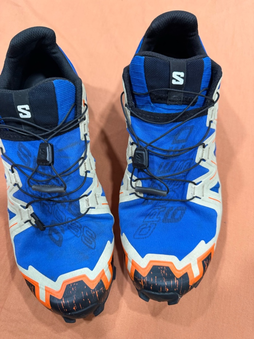 Salomon Trail Running Shoes Men Size 11 Blue Orange Speed Lace Hiking